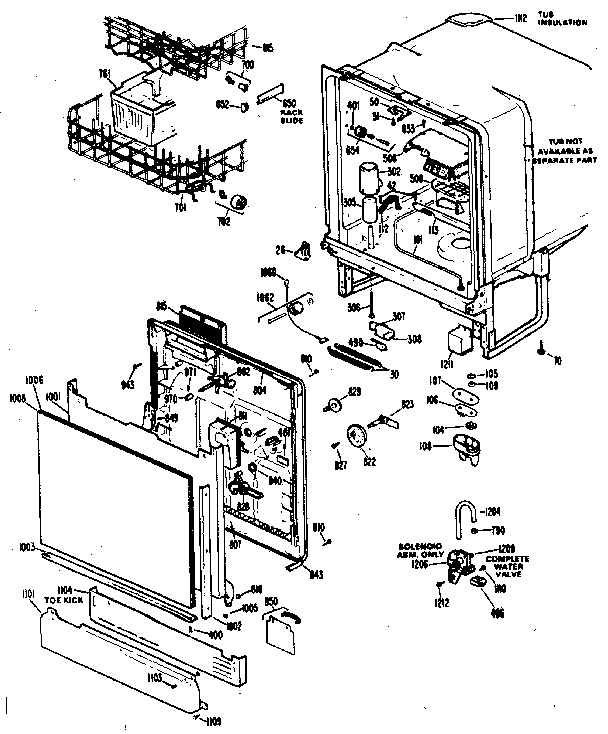 Tub and door assembly