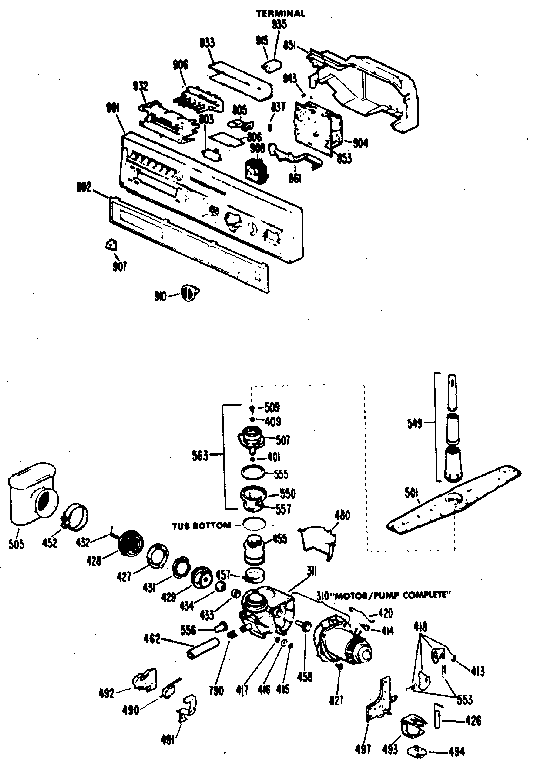 Control panel and motor-pump assembly