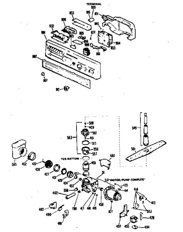 Control panel and motor-pump assembly