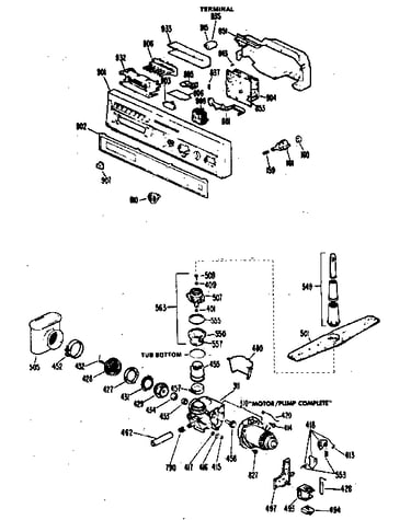 Control panel and motor-pump assembly