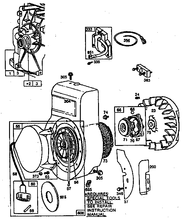Flywheel assembly and blower housing