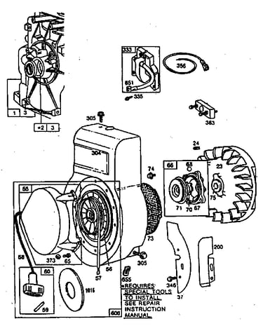 Flywheel assembly and blower housing