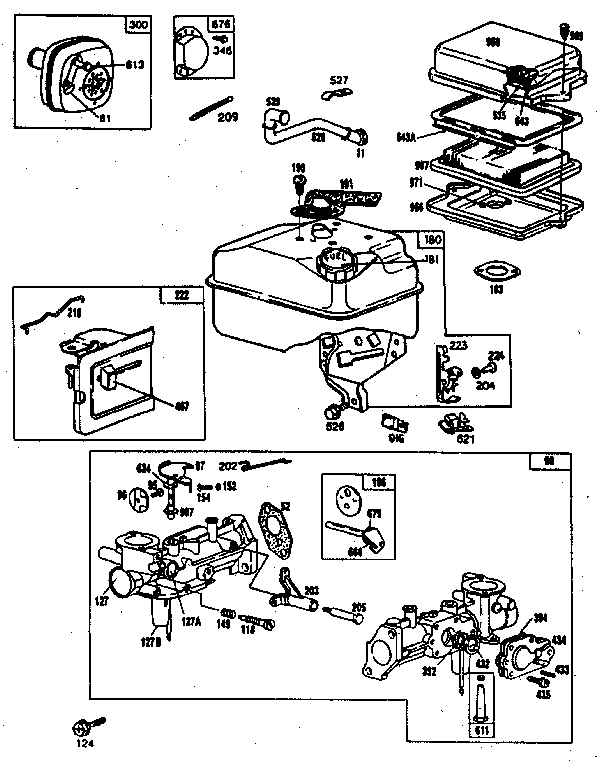 Carburetor and fuel tank assembly