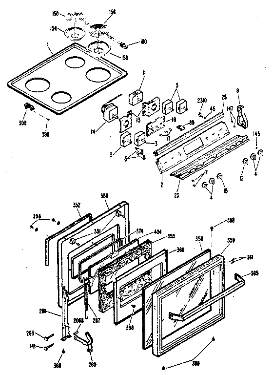 Cooktop and door