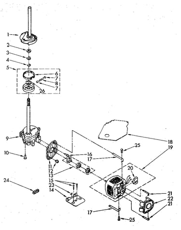 Brake, clutch, gearcase, motor and pump