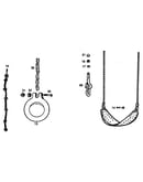 Gym ring, swing, climbing rope assembly