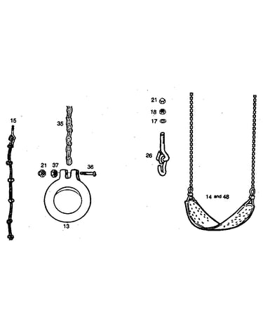Gym ring, swing, climbing rope assembly