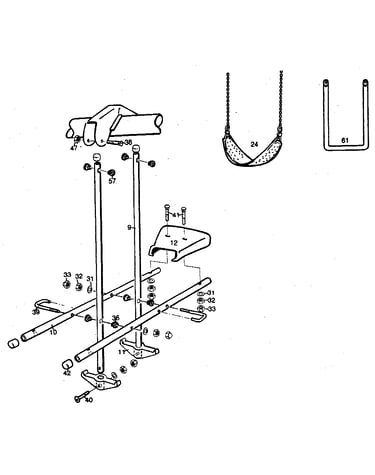 Airglide, swing seats, trapeze assembly