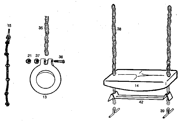 Gym ring, swing, climbing rope assembly