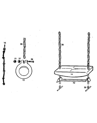 Gym ring, swing, climbing rope assembly