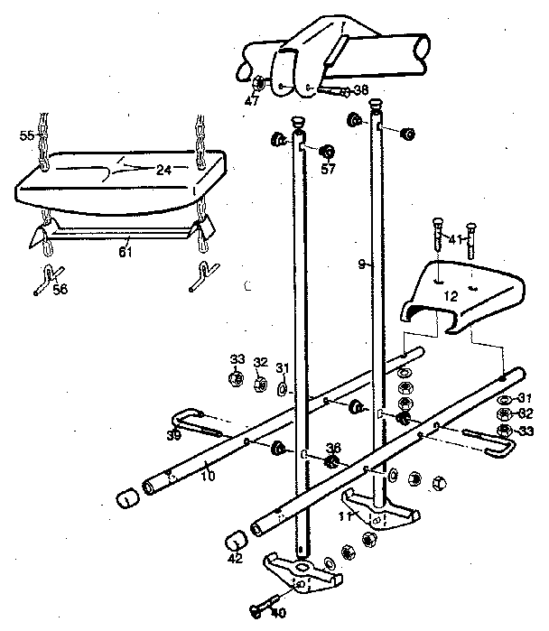 Swing seats & airglide assembly