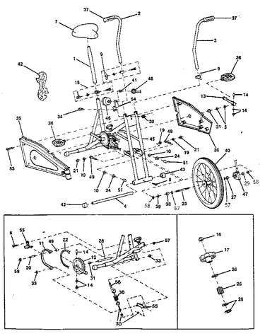 Exploded view of exercise cycle