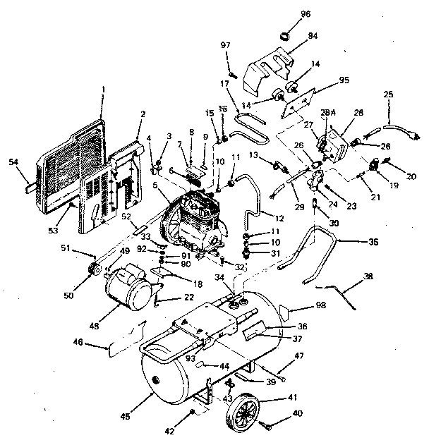 Air compressor diagram (view from back)