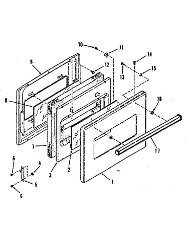 Oven and broiler door w/glass