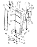 Refrigerator door, hinge and trim