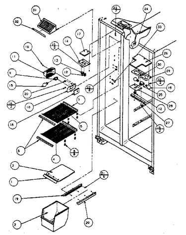 Freezer shelving and refrigerator light