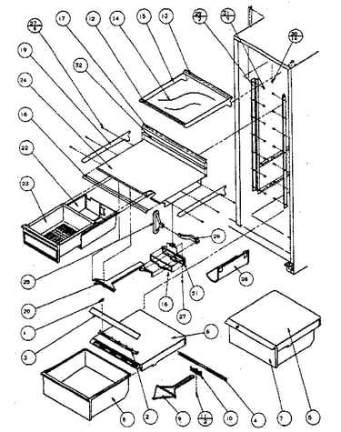 Refrigerator shelving and drawers