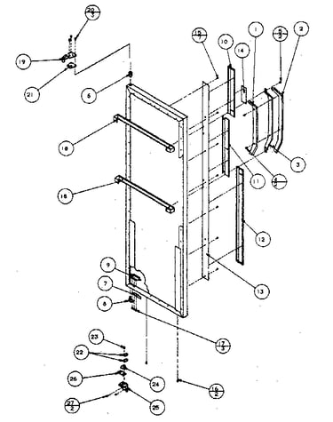 Refrigerator door, hinge and trim