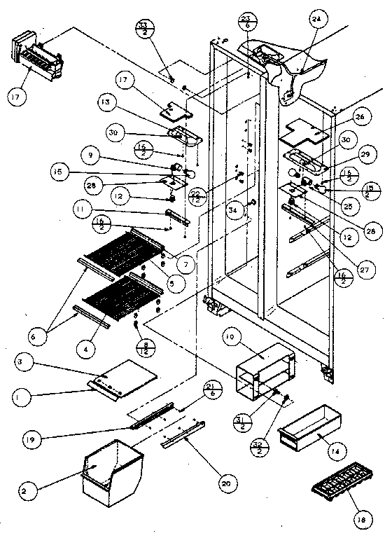 Freezer shelving and refrigerator light