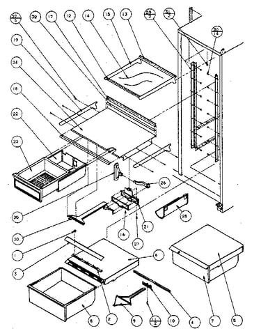 Refrigerator shelving and drawers