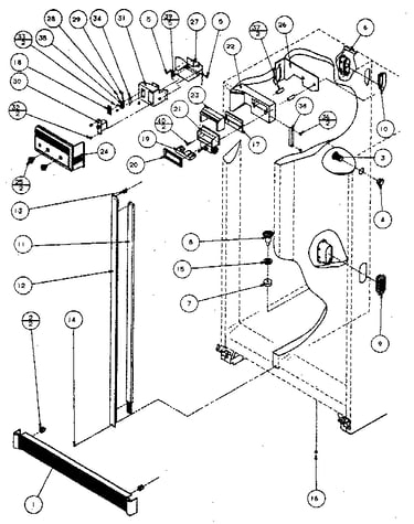 Refrigerator/freezer door controls and cabinet
