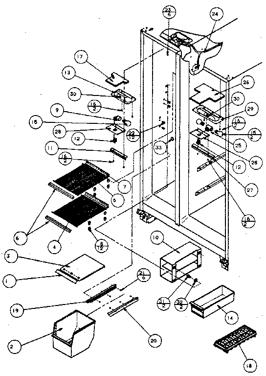 Freezer shelving and refrigerator light
