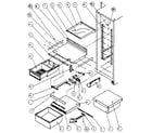 Amana SC25H refrigerator shelving and drawers diagram