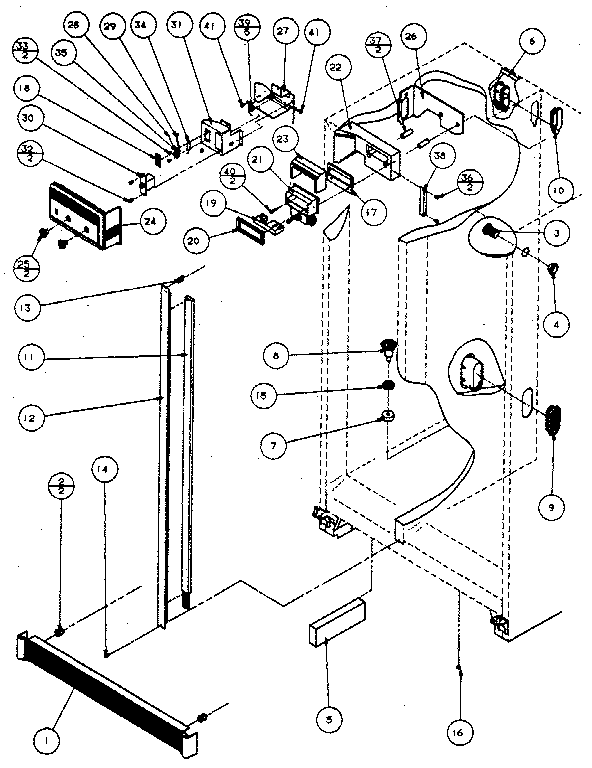 Refrigerator/freezer controls and cabinet