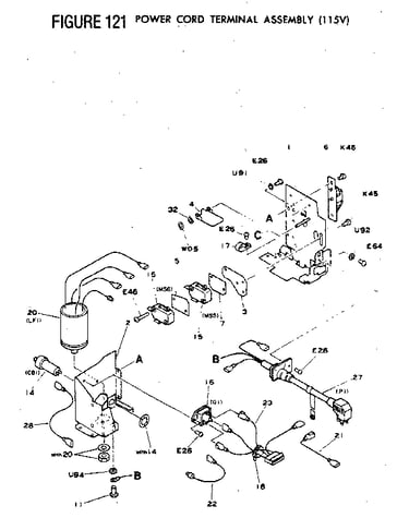 Figure 121 power cord terminal assembly (115v)
