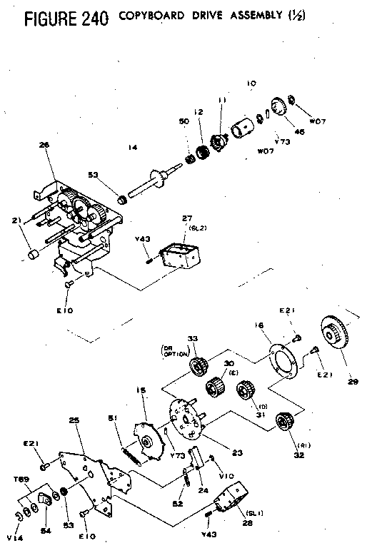 FIGURE 240 COPYBOARD DRIVE ASSEMBLY (1/2)