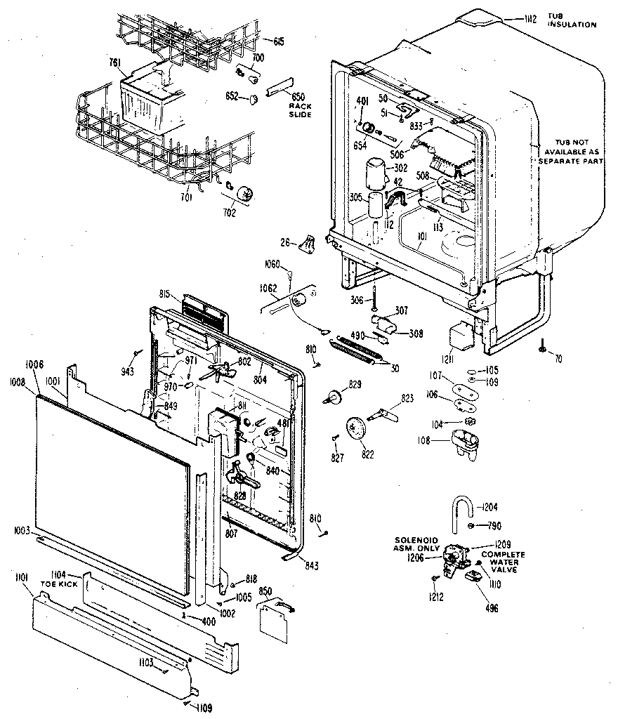 Tub and door assembly
