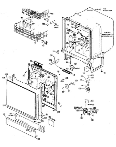 Tub and door assembly
