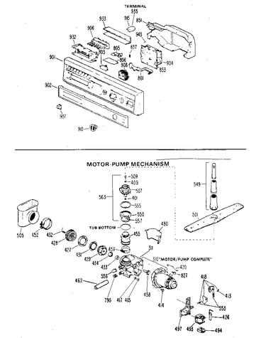 Control panel and motor-pump assembly