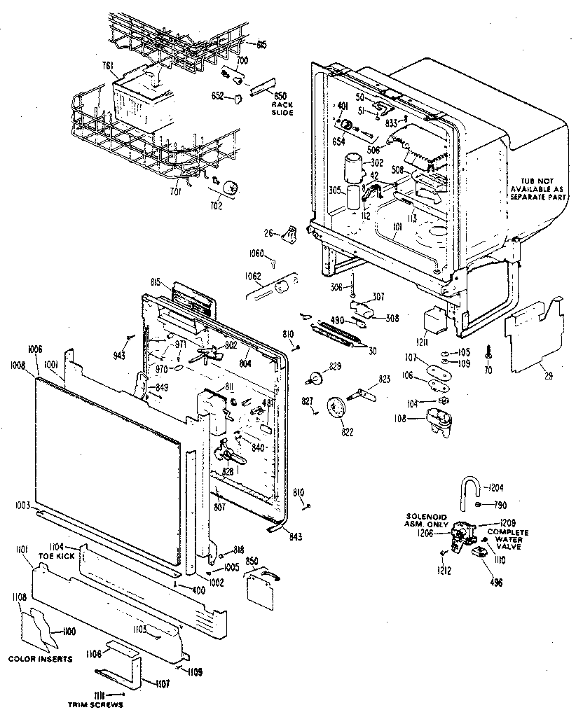 Tub and door assembly