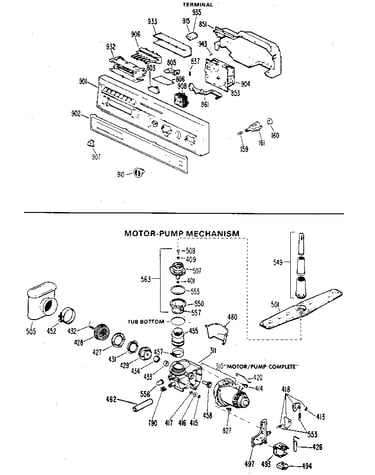 Control panel and motor-pump assembly