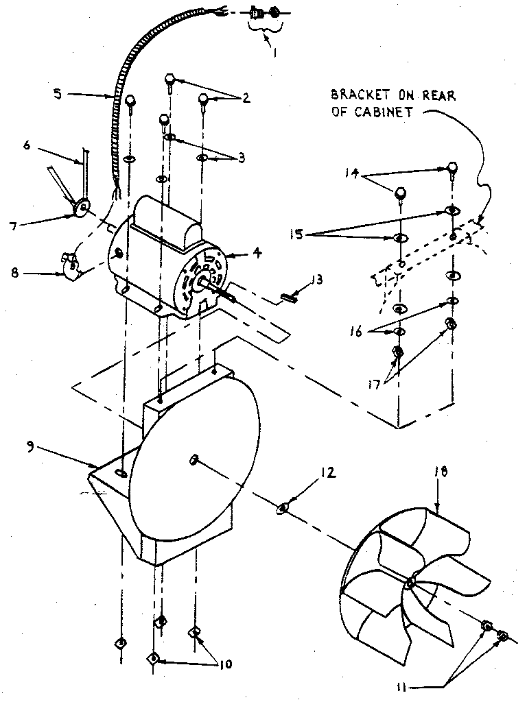Motor and blower assembly