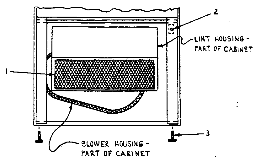 Btm. frnt of cabinet w/lint door removed