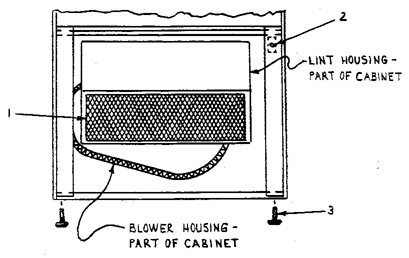 Btm. frnt. of cabinet w/lint door removed