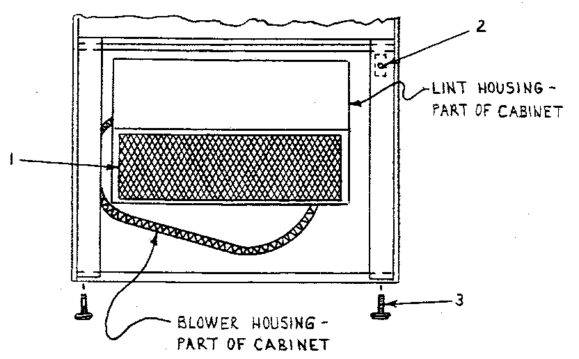 Btm. frnt. of cabinet w/lint door removed