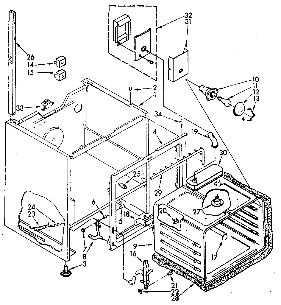 Lower electric oven body