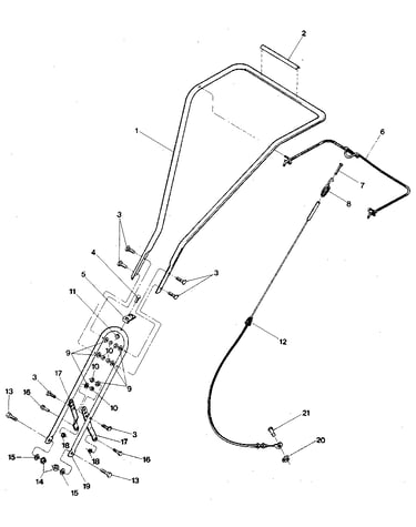 Handlebars, forward clutch cable & handlebar mtg hdw