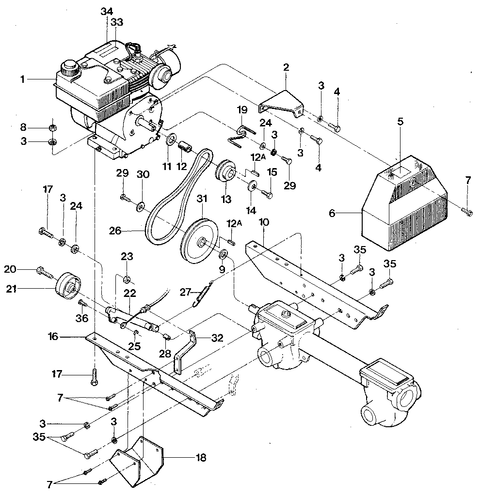 ENGINE, ENGINE BRACKETS, AND FORWARD DRIVE MECHANISM