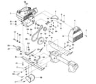 Troybilt TUFFY SERIAL #XD0100 & UP engine, engine brackets, and forward drive mechanism diagram