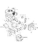 Engine & support brackets, pulleys, belts, belt cover