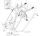 Troybilt JUNIOR SERIAL #M74690 AND UP handlebars & mounting bracket - & control levers diagram