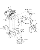 Engine & support brackets, pulleys, belts, belt cover