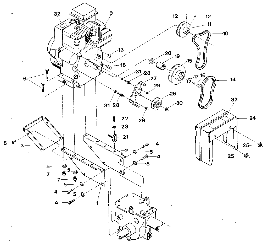 ENGINE & SUPPORT BRACKETS, PULLEYS, BELTS, BELT COVER