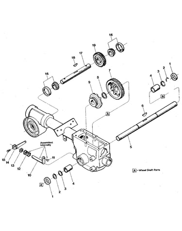 Wheel shaft, eccentric shaft & tiller shaft assemblies