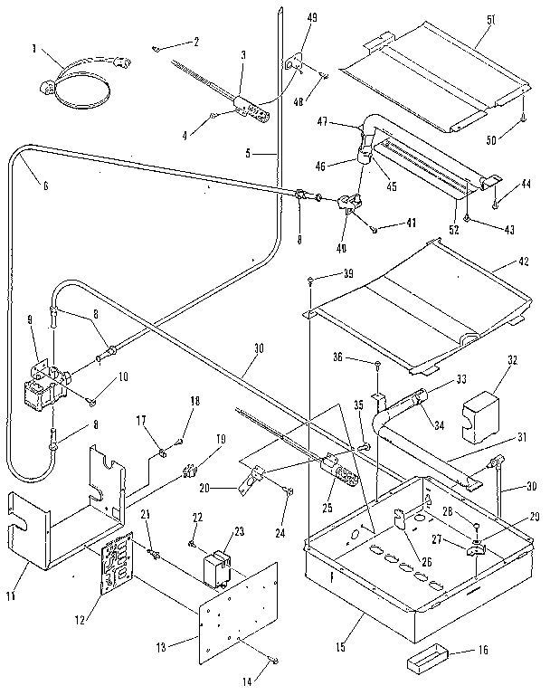 Broiler and oven burner section