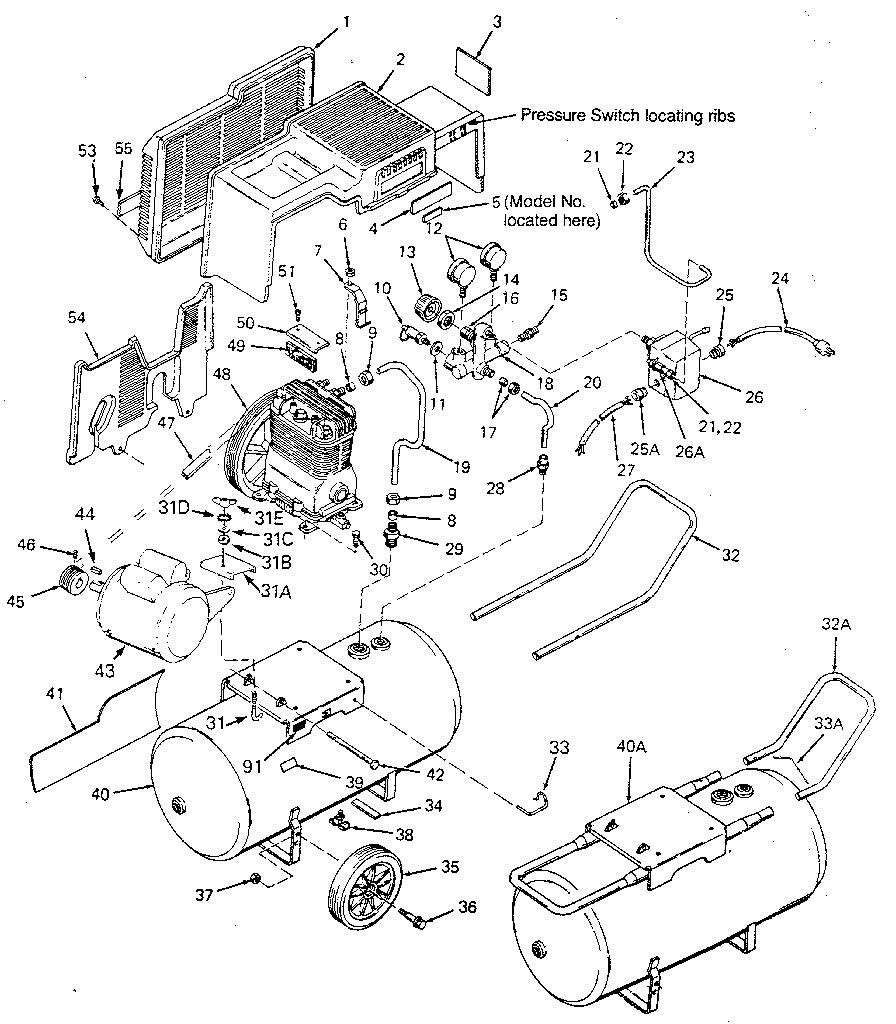 Air compressor diagram (view from back)